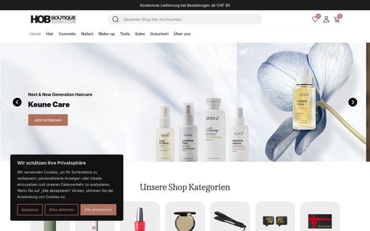 Screenshot of hob-boutique.ch
