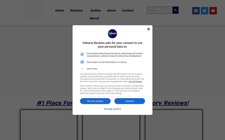 Screenshot of hobartsreviews.com