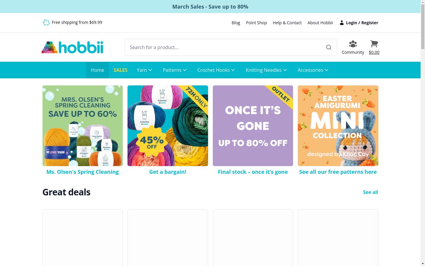 Screenshot of hobbii.com