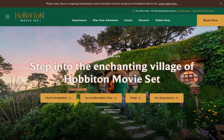 Screenshot of hobbitontours.com