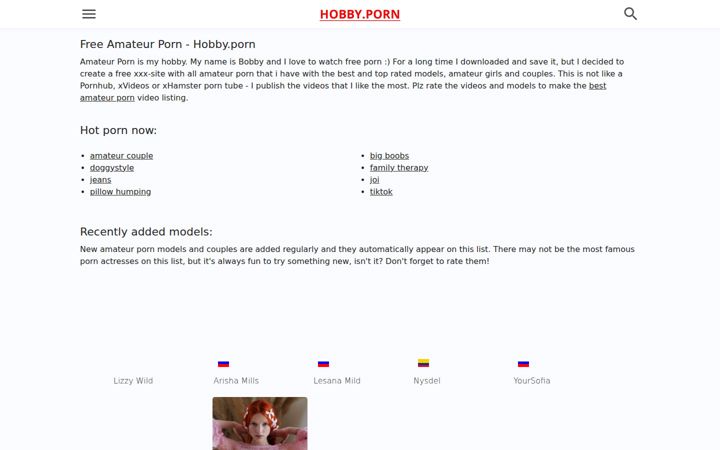 Screenshot of hobby.porn