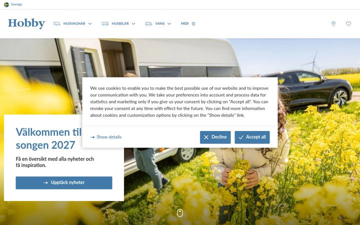 Screenshot of hobbycaravan.se