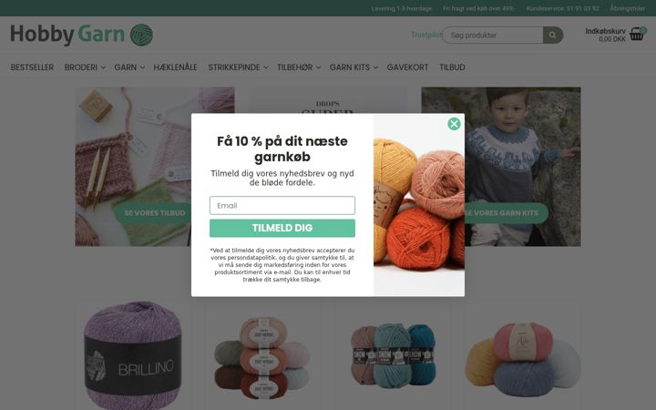 Screenshot of hobbygarn.dk