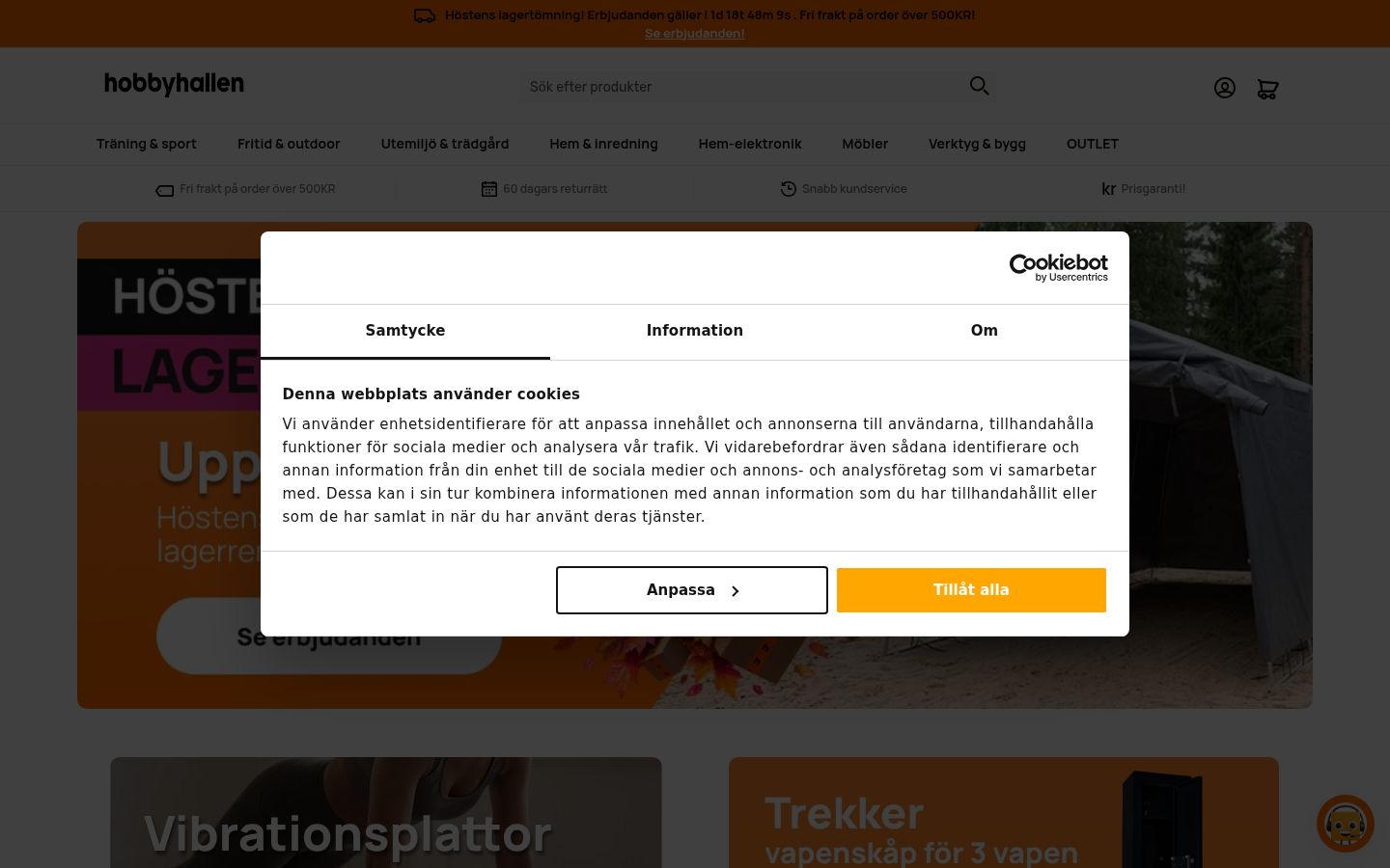 Screenshot van de toestemmingsbanner zoals getoond vóór enige interactie