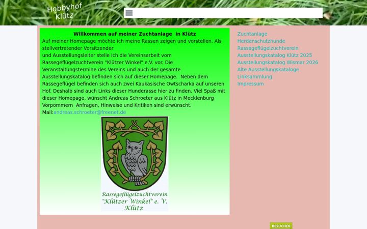 Screenshot of hobbyhof-kluetz.de