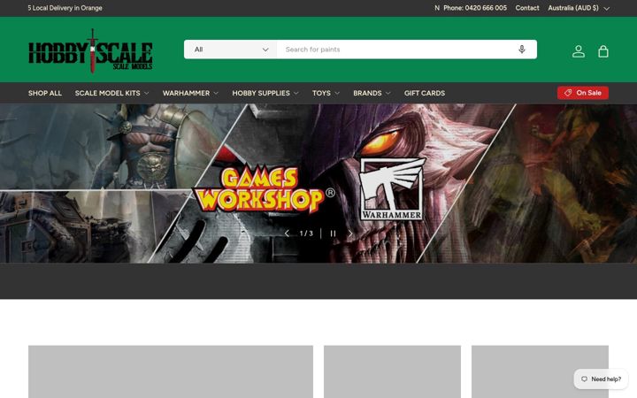 Screenshot of hobbyinscale.com.au