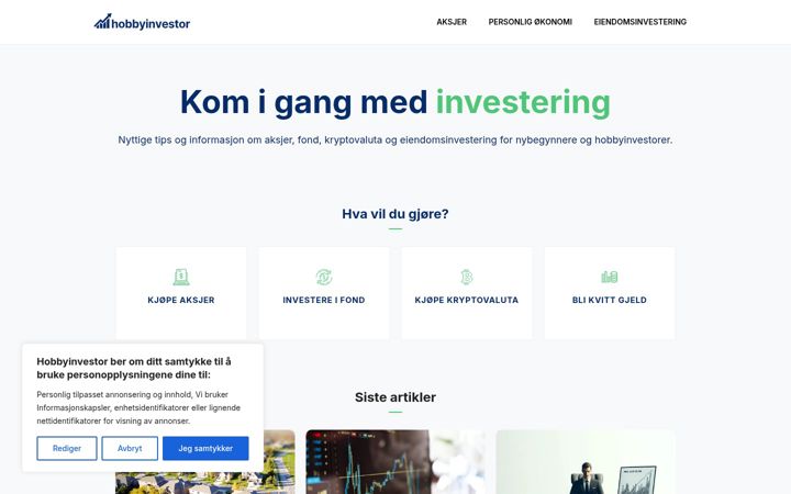 Screenshot of hobbyinvestor.no