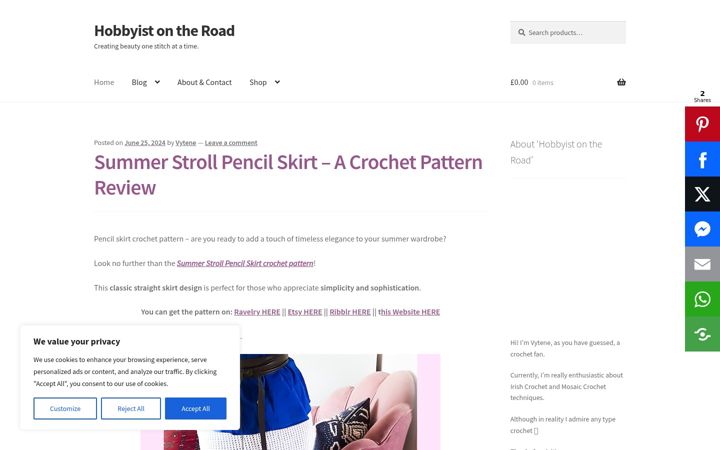 Screenshot of hobbyistontheroad.com