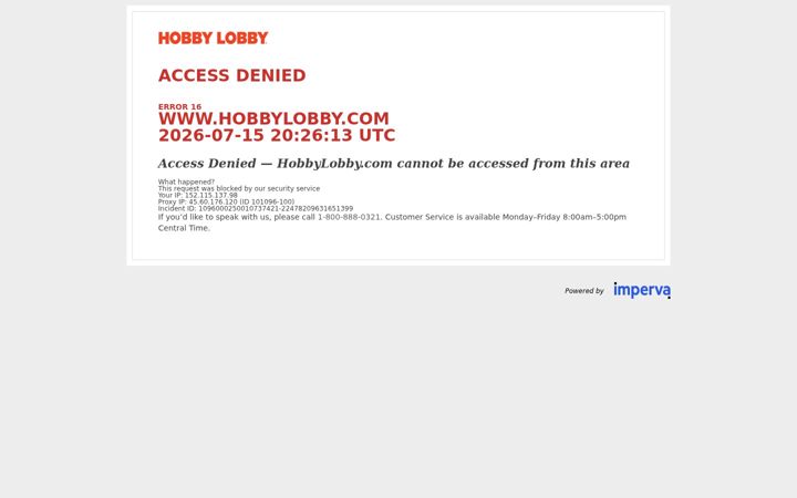 Posnetek zaslona hobbylobby.com