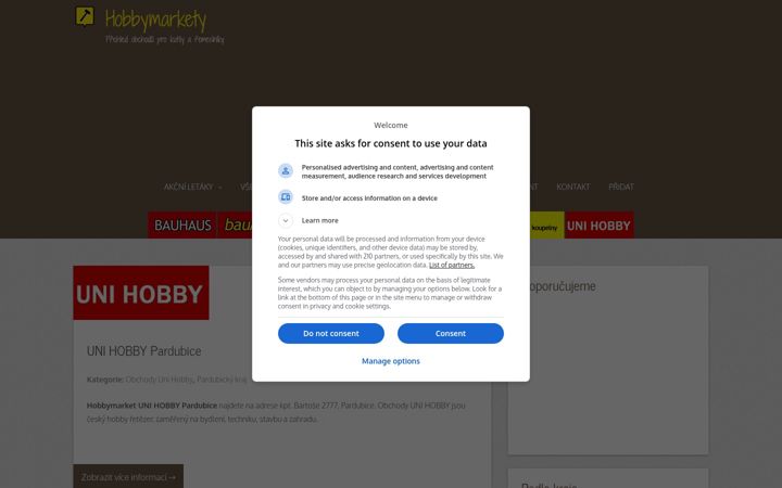 Screenshot of hobbymarkety.cz
