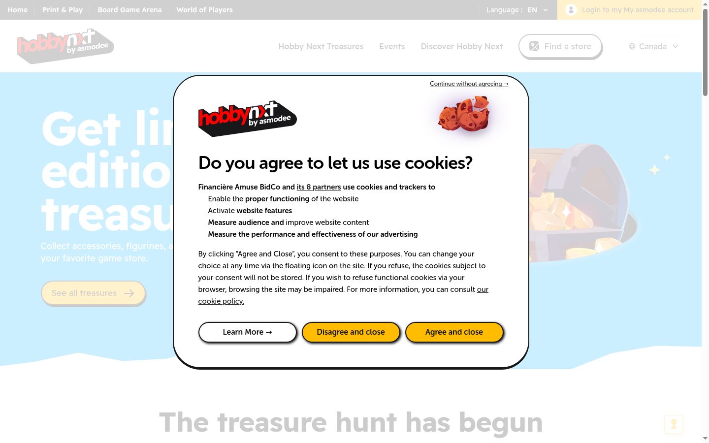 Screenshot of the consent banner shown before any interaction