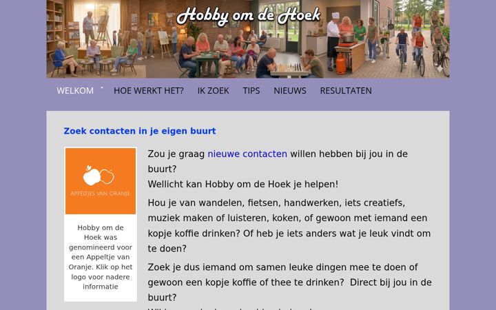 Screenshot of hobbyomdehoek.nl