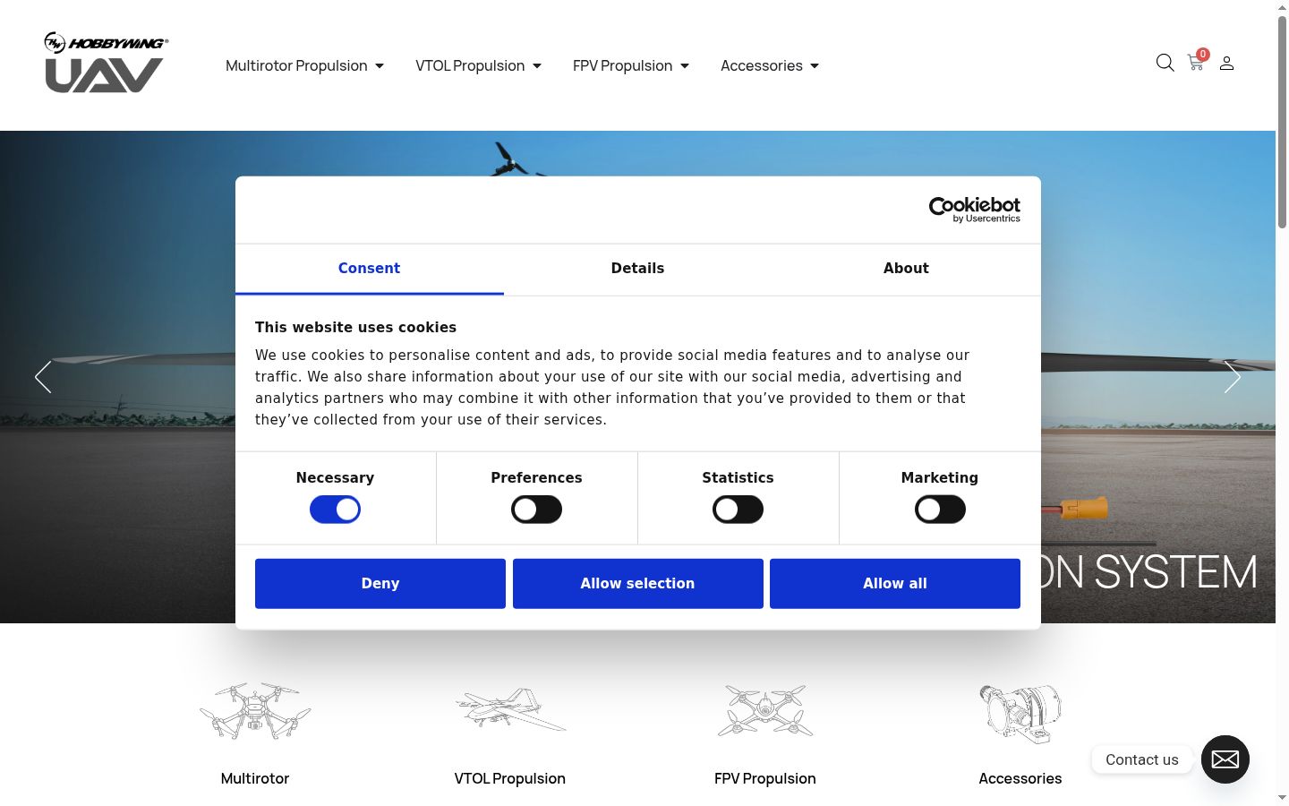 Screenshot of the consent banner shown before any interaction