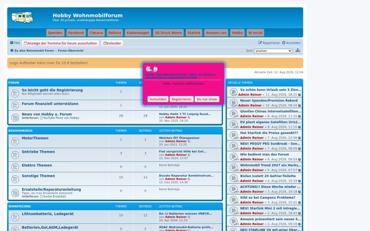 Screenshot of hobbywohnmobilforum.de