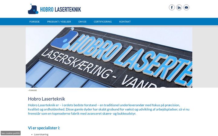 Screenshot of hobrolaser.dk