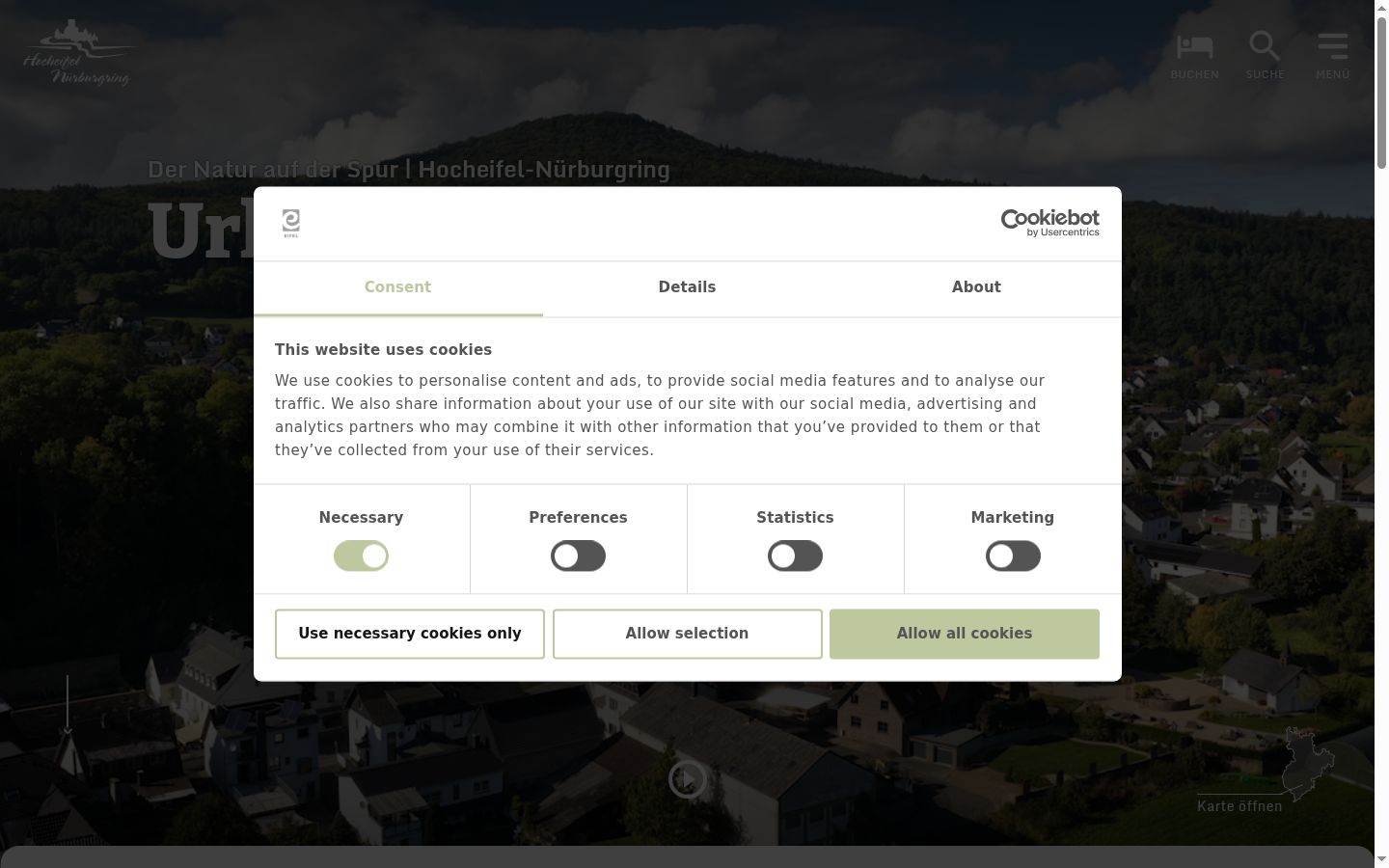 Screenshot of the consent banner shown before any interaction