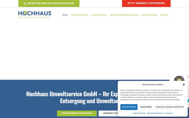 Screenshot of hochhaus-umweltservice.de