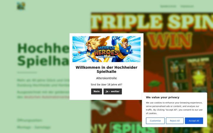 Screenshot of hochheiderspielhalle.de