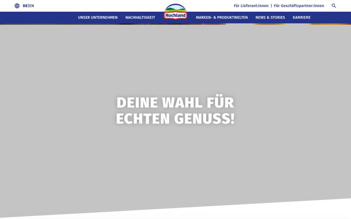 Screenshot of hochland.com