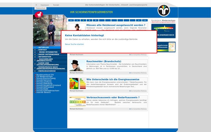 Screenshot of hochmann-schornsteinfeger.de