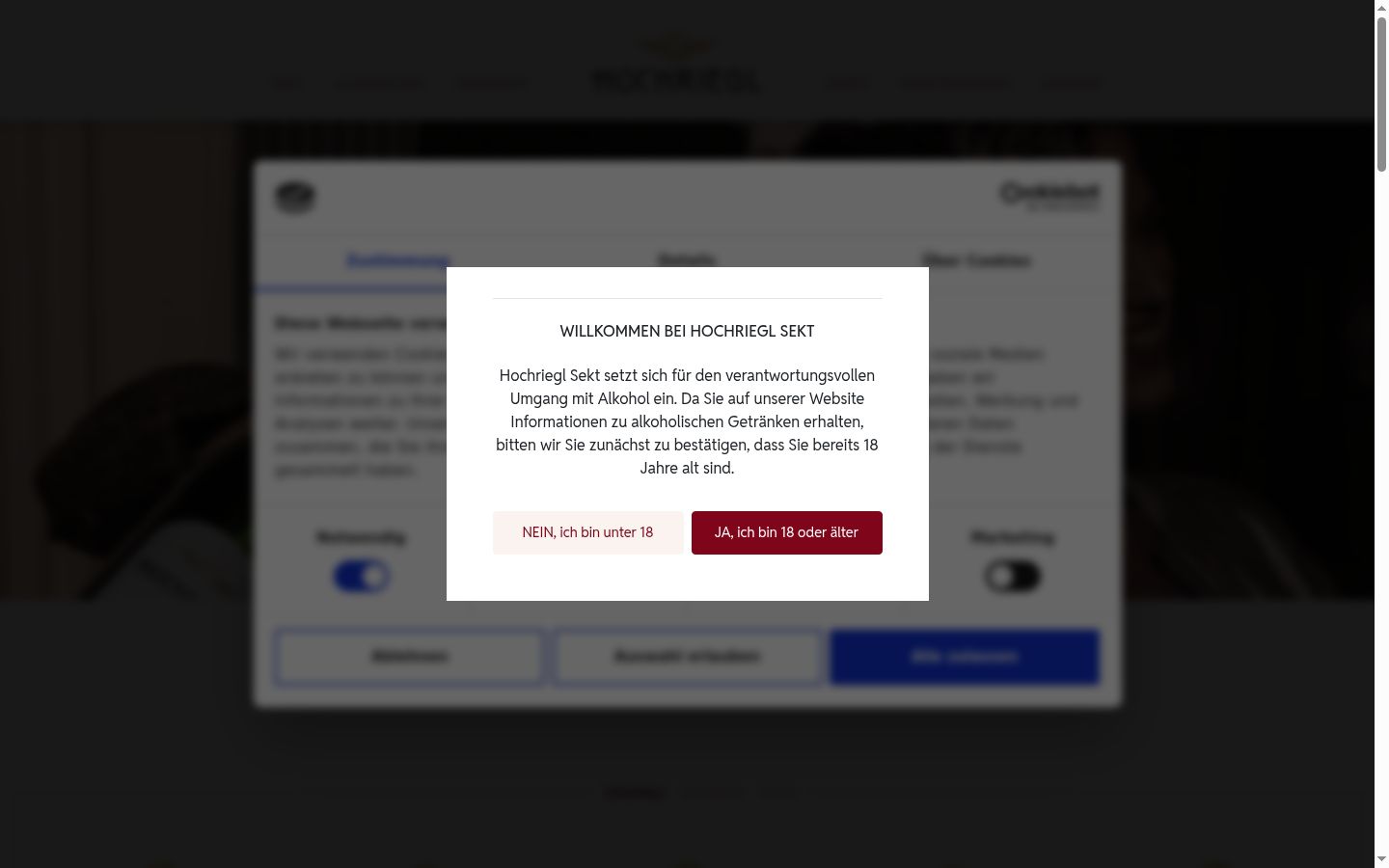 Screenshot of the consent banner shown before any interaction
