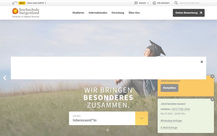 Snímek obrazovky hochschule-burgenland.at