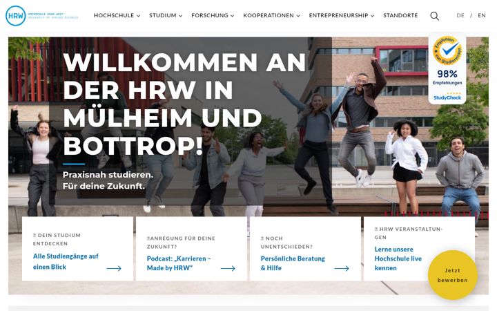 Screenshot of hochschule-ruhr-west.de