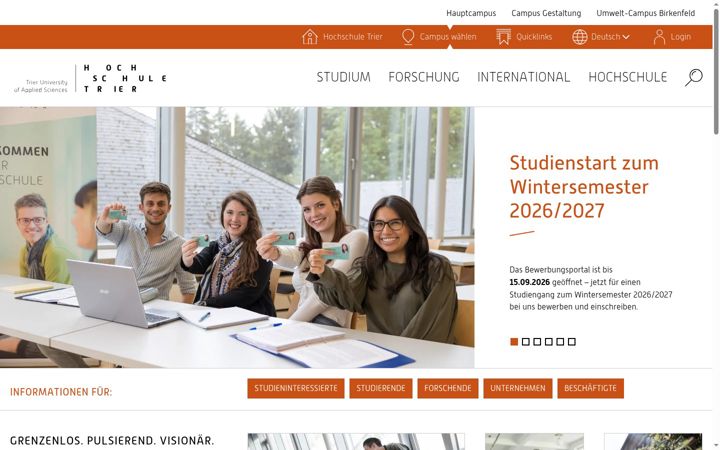 Screenshot of hochschule-trier.de
