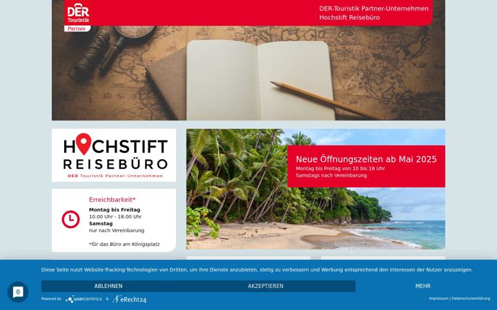 Screenshot of hochstift-reisebuero.de