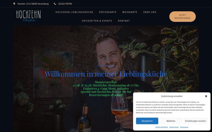 Screenshot of hochzehn.restaurant