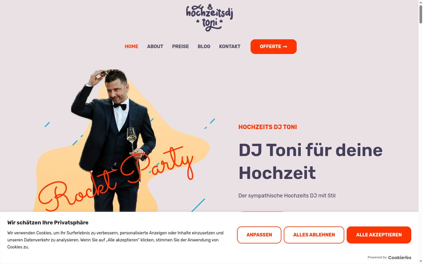 Screenshot van de toestemmingsbanner zoals getoond vóór enige interactie