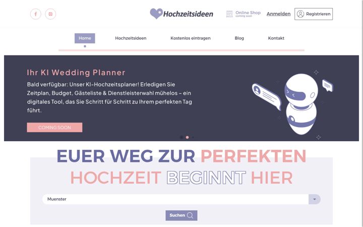 Screenshot of hochzeitsideen-muenster.de