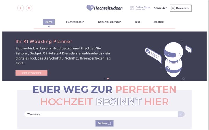 Screenshot of hochzeitsideen-wuerzburg.de