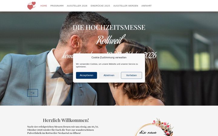 Screenshot of hochzeitsmesse-rottweil.de