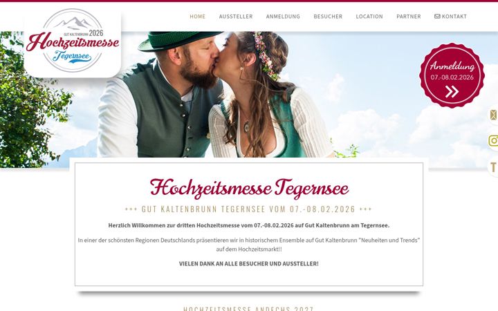 Screenshot of hochzeitsmesse-tegernsee.de