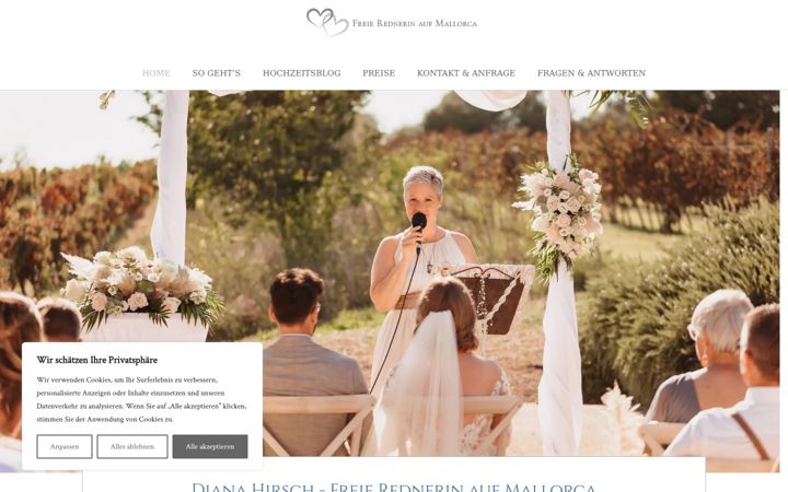 Screenshot of hochzeitsrednerin-mallorca.com
