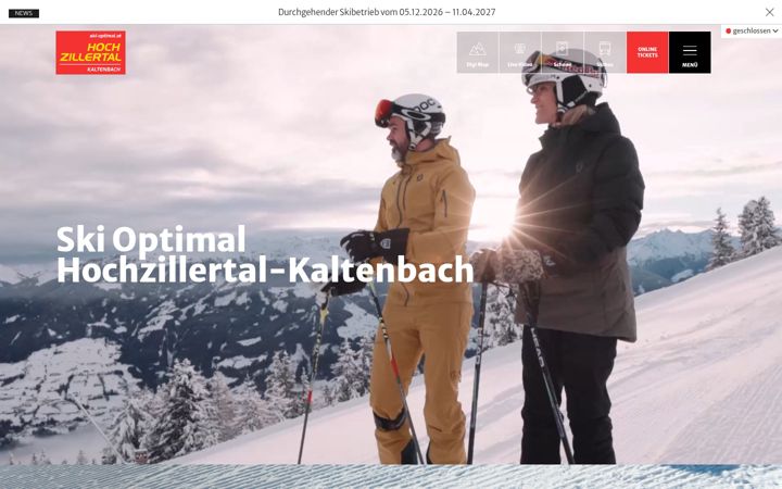 Screenshot of hochzillertal.com