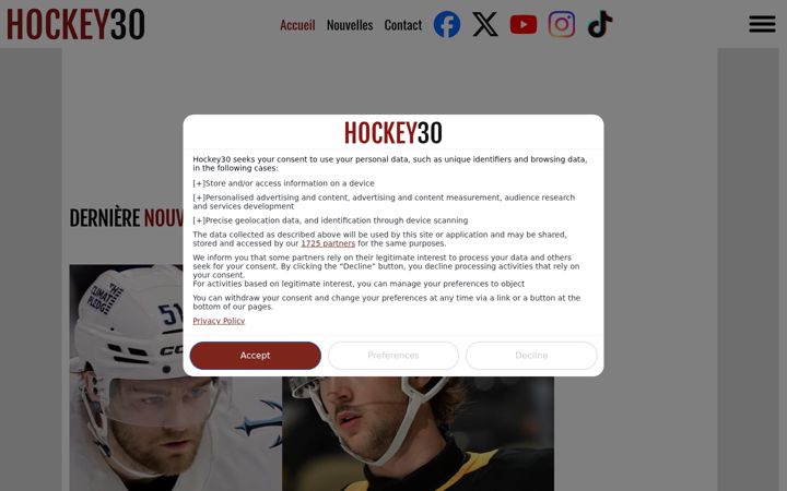 Screenshot of hockey30.com