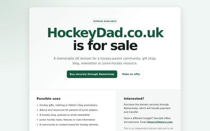 Screenshot of hockeydad.co.uk