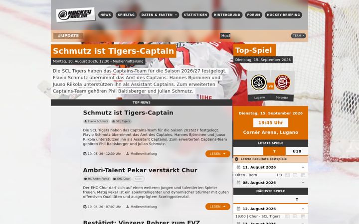Screenshot of hockeyfans.ch