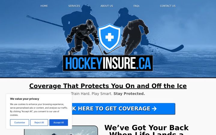 Screenshot of hockeyinsure.ca