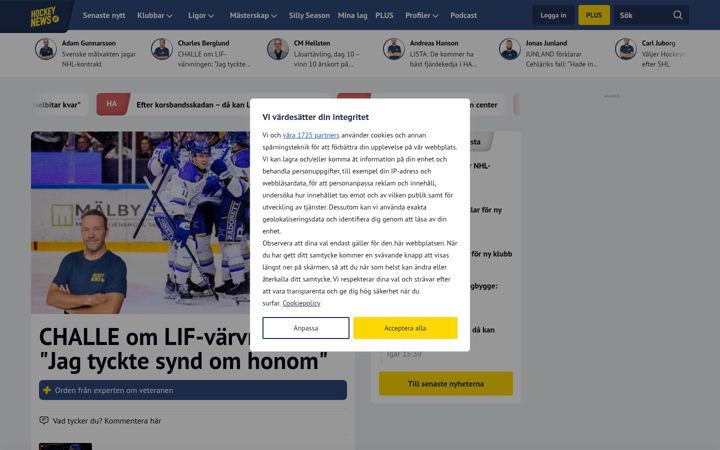 Screenshot of hockeynews.se