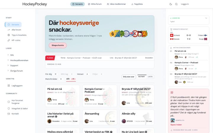 Screenshot of hockeypockey.se