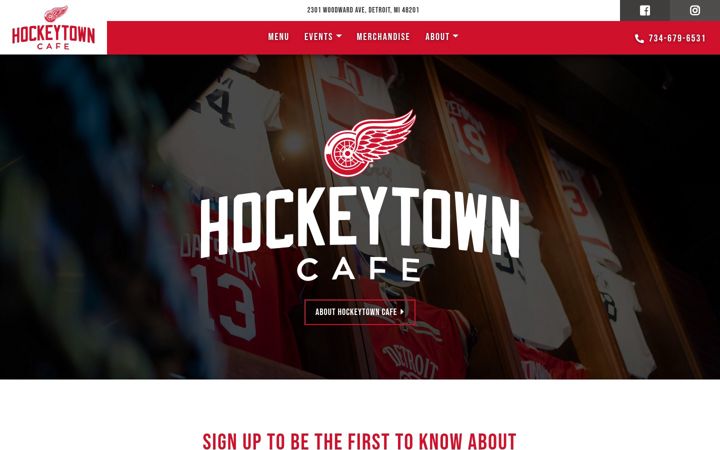 Screenshot of hockeytowncafe.com