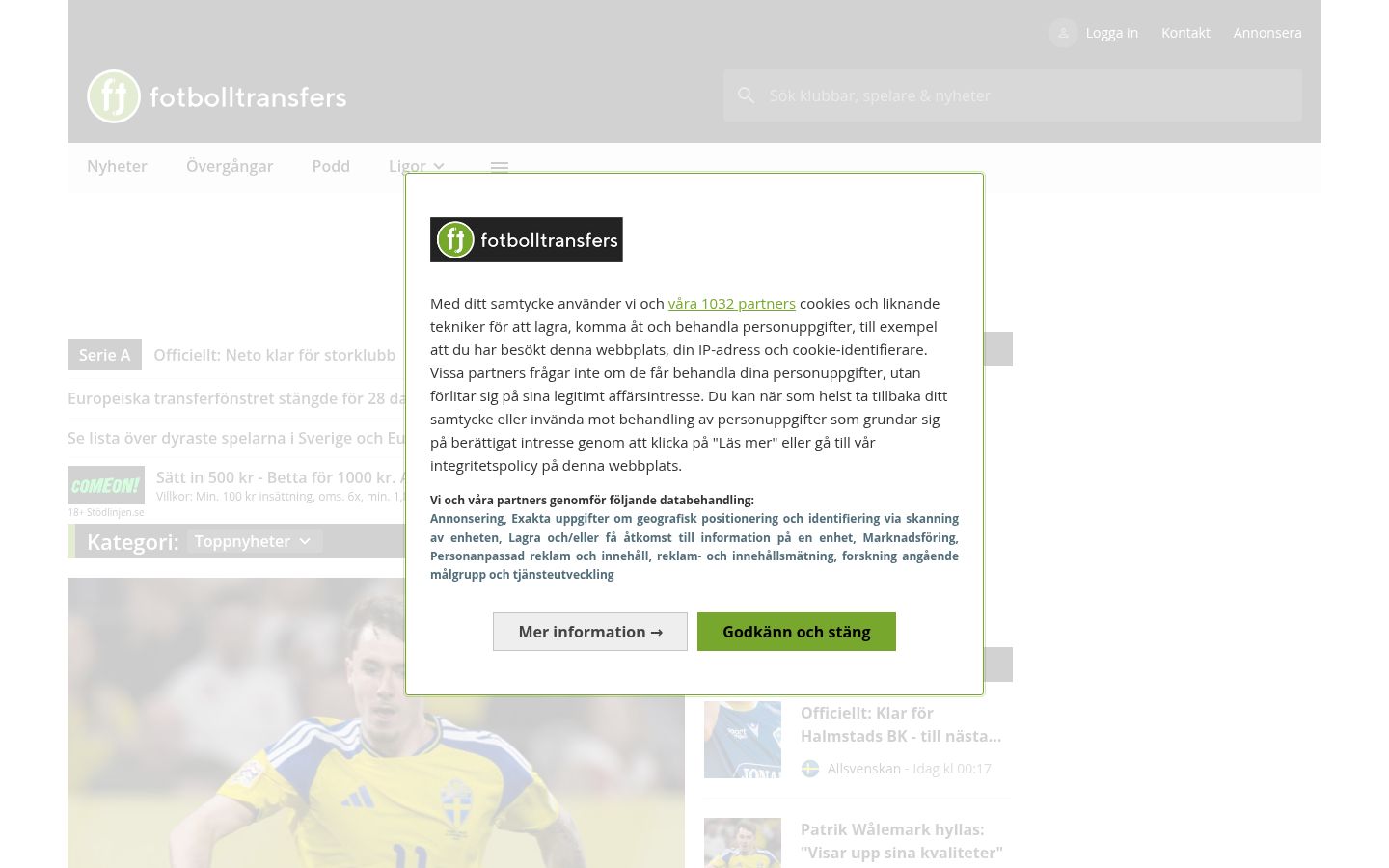 Screenshot of the consent banner shown before any interaction