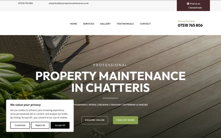 Screenshot of hocpropertymaintenance.co.uk
