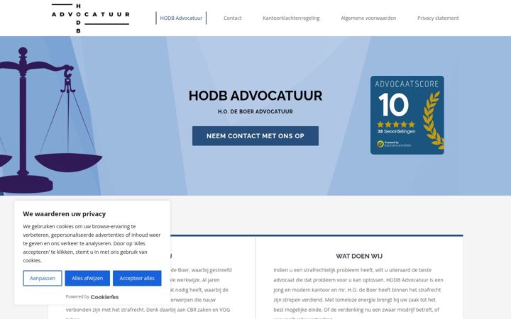 Screenshot of hodbadvocatuur.nl