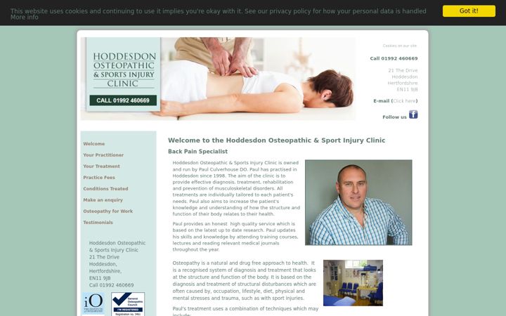 Screenshot of hoddesdonosteopathicclinic.co.uk