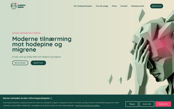 Screenshot of hodepinehjelpen.no