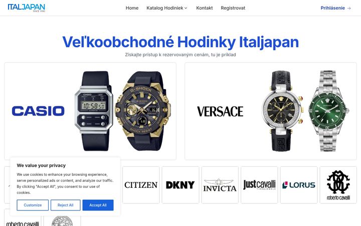 Screenshot of hodinkyb2b.sk